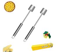 Corn On The Cob Stripper Tool, Corn Cob Stripper Tool Stainless Steel Planer Thresher, Long Handle Stainless Steel Stripping Planer Cutter Peeler Remover for Kitchen Gadget (2pcs)