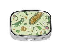 Corn Peas Pod Beans Pod Caper,Meta Pill Box 2 Compartment Medicine Case,Portable Organizer