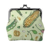 Corn Peas Pod Beans Pod Caper, PU Leather Coin Purse, Small Wallets, Change Pouch with Kiss Lock Clasp Buckle, Change Purse