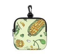 Corn Peas Pod Beans Pod Caper, Square Zipper Storage Bag, Neoprene Coin Purse, Small Wallets, Change Pouch, Change Purse
