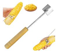 Corn Peeler, Corn Cutter, New Corn Peeler for Corn on The Cob, Stainless Steel Corn Cob Peeler, Wooden Long Handle Corn Cob Stripper Tool, Corn Stripping Tool with Ergonomic Handle for Kitchen