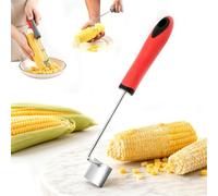 Corn Peeler for Corn on the Cob, 304 Stainless Steel Cornes Cob Stripper Tool with Wooden Handle & Curved Blade, Ergonomic Kernel Remover for Fresh Cooked or Frozen Corns, Professional Corns Stripper