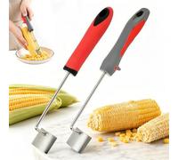 Corn Peeler for Corn on the Cob, 304 Stainless Steel Cornes Cob Stripper Tool with Wooden Handle & Curved Blade, Ergonomic Kernel Remover for Fresh Cooked or Frozen Corns, Professional Corns Stripper