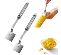 Corn Peeler Stainless Stee Corn Cob Stripper Tool Corn Thresher from The Cob, Removes Corn Kernels from Corn Cobs in Seconds, Kitchen Gadget(Silver with Hook,2PCS)