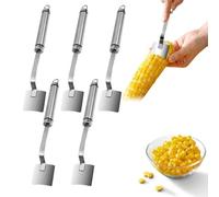 Corn Peeler Stainless Stee Corn Cob Stripper Tool Corn Thresher from The Cob, Removes Corn Kernels from Corn Cobs in Seconds, Kitchen Gadget(Silver with Hook,5PCS)