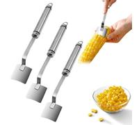 Corn Peeler Stainless Stee Corn Cob Stripper Tool Corn Thresher from The Cob, Removes Corn Kernels from Corn Cobs in Seconds, Kitchen Gadget(Silver with Hook,3PCS)