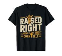 Corn Stalk Silhouette Belt Raised Midwest Pride Graphic Art T-Shirt