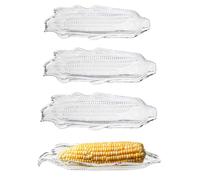 Corn Tray, Bbq Transparent Corn Dish, Family Barbecue Tool, Corn Holders Skewers Trays Storage Container Party Dinnerware Sets 4pcs Loopunk