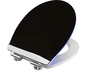 Cornat Black Shining KSDSC362 Toilet Seat LED Lighting at Night with Acoustic Sensor Quick Up & Clean Function Soft Close Mechanism Comfortable Installation from Top