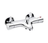 Cornat Calma Bath Thermostatic Mixer Tap High Quality Brass Body Chrome-Plated Temperature Control Handle & Hot Water Barrier/Single Lever Mixer Tap for Wall Mounting/Bath Mixer Tap/Bathtub Fitting,
