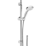 Cornat Comiso TECB3452 Shower Head 100 mm - 5 Jet Types: Normal, Soft and Massage Jet - Anti-Limescale and Water-Saving Insert - 150 cm Shower Hose - 60 cm Wall Bar/Shower System