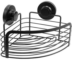 Cornat Corner Basket 3 in 1 - Extra High Basket - for Corner Mounting - 3 Different Mounting Options with Suction Cup, Adhesive Pad & Drilling - Black/Shower Shelf/Shower Shelf / T3402701, Plastic