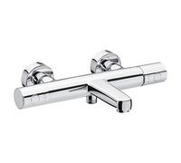 Cornat Derval DER2 Bath Thermostat Fitting High-Quality Brass Body Chrome-Plated with Temperature Selection Handle and Hot Water Barrier Single Lever Mixer Tap for Wall Mounting