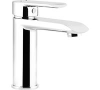 Cornat Estoril EST1 Single-Lever Washbasin Mixer Chrome-Plated Brass Body Effortless Shaft Attachment Drain Valve/High-Pressure Bathroom/Sink Tap, Silver
