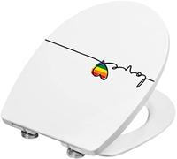 Cornat KSDSC106 Love Toilet Seat - Classic White Look with Rainbow Decor - Easy-Care Thermoplastic - Quick Up & Clean Function - Soft-Close Mechanism/Toilet Seat/Toilet Lid