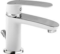 Cornat Lucena LUCW1 Single-Lever Washbasin Pull Outflow High Pressure Tap for Bathroom/Sink Fitting White/Chrome-Plated, Silver