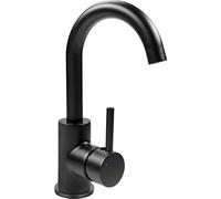 Cornat NERSH1 "Noir" Black Edition Single Lever Basin Mixer Tap Matt Black Brass Body Effortless Shaft Attachment with Drain Valve/Bathroom Tap/Sink Tap