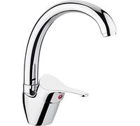Cornat Neves NEV5 Single-Lever Sink Fitting Quality Brass Body Chrome-Plated 360° Pivoting Spout/High-Pressure Tap, Silver