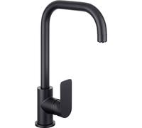 Cornat Noir Round Black Edition NERS52 Single-Lever Sink Mixer Tap Robust Die-Cast Body Matt Black High and Swivelling Spout Low Pressure Kitchen Tap
