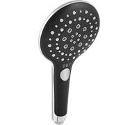 Cornat Pecorino TECB3427 Hand 129 mm Diameter Plated 3 Types Normal/Soft and Massage Jet/Anti-Limescale/Water-Saving Attachment Head for Shower and Bath, Chrome/Black