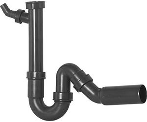 Cornat Rezyklat Tube Odour Trap for Sinks, 1 1/2 inch x 50 mm, with Device Connection and 45° Branch, Made from Recycled Plastics, Made in Germany Quality, T353104R