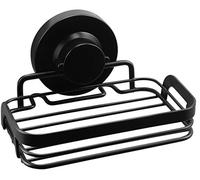 Cornat Holder 3 in 1-Sturdy Grid Basket-3 Different mounting Options with Suction Cup, Adhesive pad and Drilling Shower Shelf with soap Dish / T3402761, Alloy Steel Plastic, Black (matt)