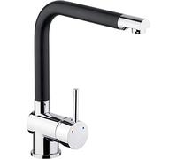 Cornat Solana SOLS5 Single-Lever Sink Mixer Quality Brass Body-Black/Chrome-Plated 360° Pivoting Spout/High Pressure Fitting/Kitchen Tap