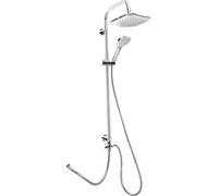 Cornat Square Neo TECBW3414 Shower System Chrome-Plated Square Shower Head and Hand Shower with 1 Jet Type Anti-Limescale Variable Borehole Distance/Shower Complete Set with Riser