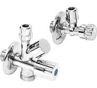 Cornat T317100 Device Connection Valve Set of 2 1/2 Inch Male Thread for Connecting Washing Machine and Dishwasher with Backflow Preventer Brass Angle Valve