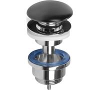 Cornat T317426 Drain Valve for Washbasins 1 1/4 Inch Male Diameter 66 mm with Push-Open Function Pop-Up Valve/Sink Drain / T317426 Black (Matte)