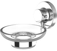 Cornat T340265 3-in-1 Soap Holder with Plastic Bowl - 3 Different Mounting Options with Suction Cup, Adhesive Pad & Drilling - Chrome-Plated/Soap Dish/Shower Tray with Soap Dish