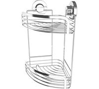 Cornat T340271 Corner Basket 3 in 1 - Two Extra Height Baskets - for Corner Mounting - 3 Different Mounting Options with Suction Cup, Adhesive Pad & Drilling - Chrome-Plated/Shower Shelf/Shower