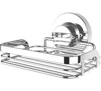 Cornat Holder 3 in 1-Sturdy Grid Basket-3 Different mounting Options with Suction Cup, Adhesive pad and Drilling Plated Shower Shelf with soap Dish / T340276, Chrome (Glossy)