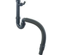Cornat T353304R Pipe Odour Trap for Sink 1 1/2 Inch with Flexible Outlet Pipe and Device Connection Made from Recycled Plastic Recycled Packaging Grey