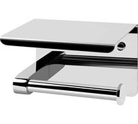 Cornat T364203 Toilet Paper Holder with Shelf 143 x 100 mm 2 Different Mounting Options with Adhesive Pad and Drilling Chrome-Plated Steel Toilet Paper Holder
