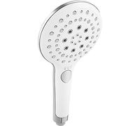 Cornat TECB3428 Pecorino TECB3427 Hand-Held Head-129 mm Diameter Plated 3 Types-Normal/Soft & Massage Jet-Anti-Limescale and Water-Saving Attachment Head for Shower and Bath, Chrome/White
