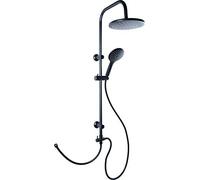 Cornat TECBE3302 "Noir" Shower System - Black Edition - Round Shower Head - Hand Shower with 3 Jet Types: Normal & Spray - Anti-limescale - Variable Borehole Spacing/Shower Complete Set with Riser