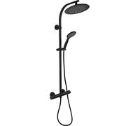Cornat TECBE3422 Noir Style Black Edition Complete System with Thermostatic Tap Hand Shower with 5 Jet Types: Normal, Soft & Massage Anti-Limescale Variable Riser/Shower Complete Set