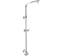 Cornat TECBW3411 Vario Riser Pipe 80-130 cm Height Adjustable Square Shape with Switch and Hand Holder Variable Wall Fixings Rail Head/Shower Arm, Chrome-Plated