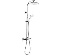 Cornat TECBW3422 Style Complete Shower System Chrome-Plated with Thermostatic Fitting Hand Shower with 5 Jet Types: Normal, Soft, Massage Jet, Anti-Limescale Variable Borehole Spacing/Shower System