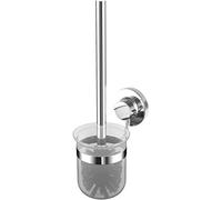 Cornat Toilet Brush Holder Set 3 in 1 - Includes Toilet Brush - 3 Different Attachment Options with Suction Cup, Adhesive Pad & Drilling - Chrome-Plated/Toilet Brush Set/Toilet Accessories / T340267