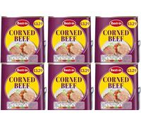 Corned Beef 340g x 6 Tins - Tinned Beef - Long Shelf Life - Ready to Eat Tinned Meat for Sandwiches, Meals & Storage - Canned Meat for Hot Meals or Cold Platters