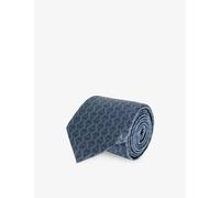 Corneliani Mens Corneliani Branded Monogram Silk Tie Navy Blue