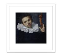 Cornelis Ketel Portrait Paul Van Vianen Painting 8X8 Inch Square Wooden Framed Wall Art Print Picture with Mount Artery8 White One Size