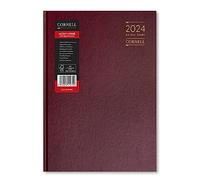 Cornell 2024 A4 Diary - Day a Page Diary with Appointments - Half-Hourly Appts 7am to 7pm - Leathergrain Covers - Burgundy