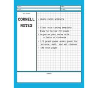 Cornell Notes: Graph Paper Notebook for Organized Note Taking, 100 Pages, 8 x 10, Blue Cover, Ideal for Science and Math Classes