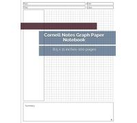 Cornell Notes Graph Paper Notebook: Grid Format for Math, Physics and Science with Numbered Pages, 8.5 x 11 inches,100 pages.