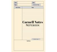 Cornell Notes Notebook: Cornell Note-Taking System Paper for High School College University Students with Simple Cream Brown Cover