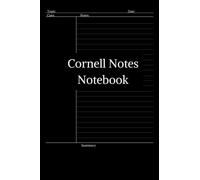 Cornell Notes Notebook: Medium Size (6x9 or approx. A5), with Numbered Pages, Index and How-to-use Guide, 100 Pages of College Ruled Lines - Black Cover
