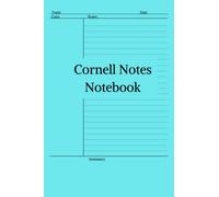 Cornell Notes Notebook: Medium Size (6x9 or approx. A5), with Numbered Pages, Index and How-to-use Guide, 100 Pages of College Ruled Lines - Light Blue Cover